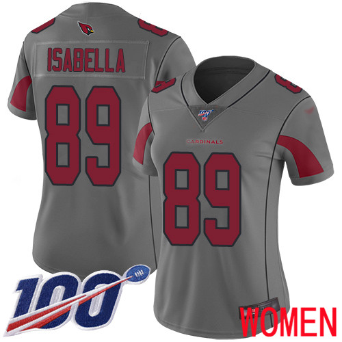 Arizona Cardinals Limited Silver Women Andy Isabella Jersey NFL Football #89 100th Season Inverted Legend->women nfl jersey->Women Jersey